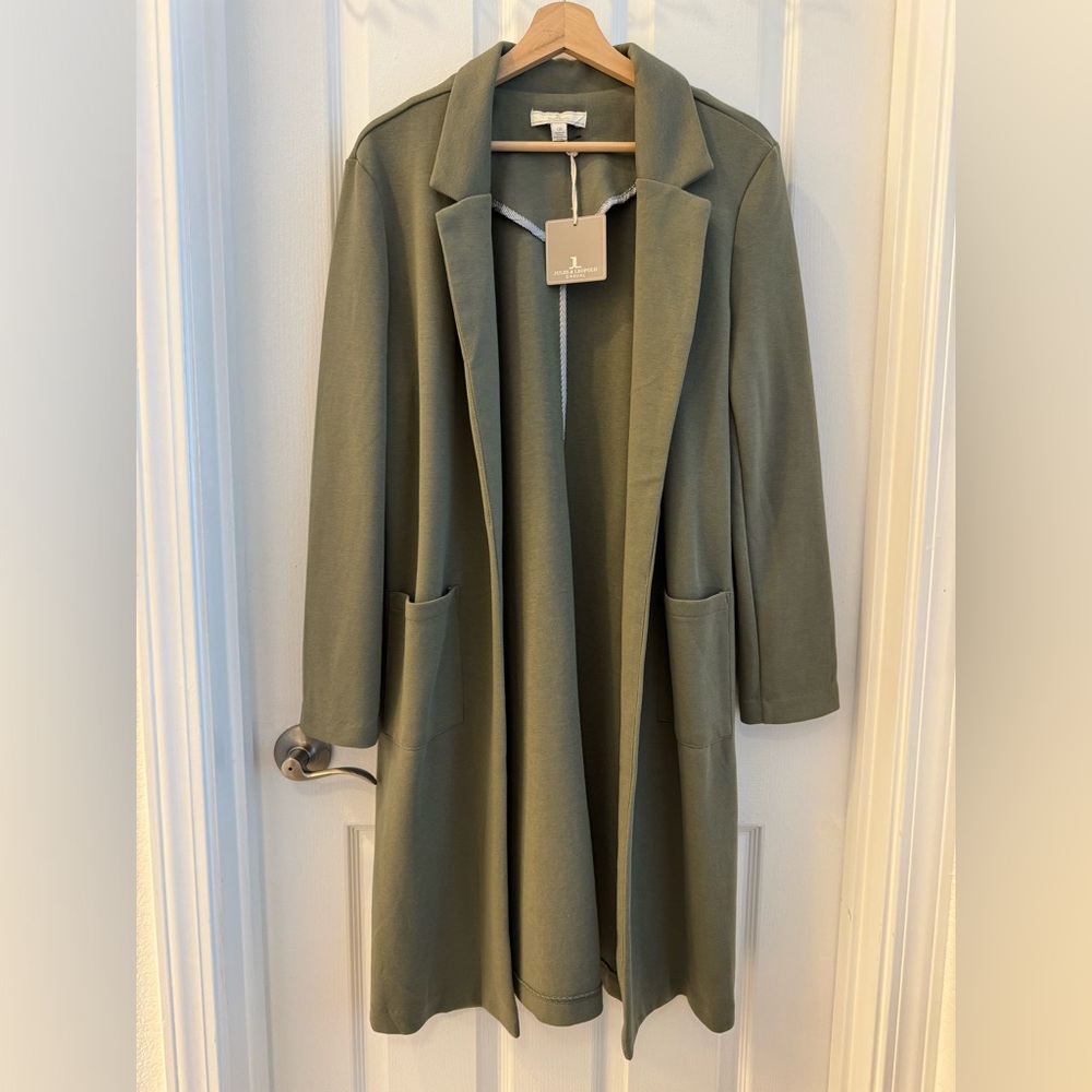 NWT Longline Duster Length Olive Blazer Unlined Jacket